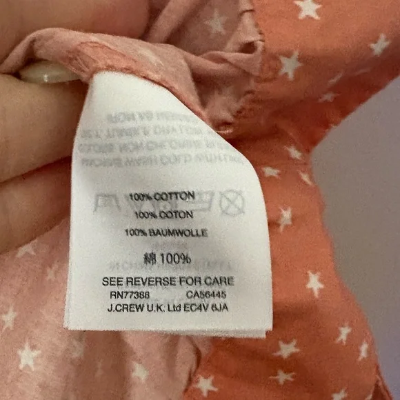 XS Madewell Coral Peach All Over Star Scatter Novelty Print Cotton Wrap Top - Picture 5 of 7